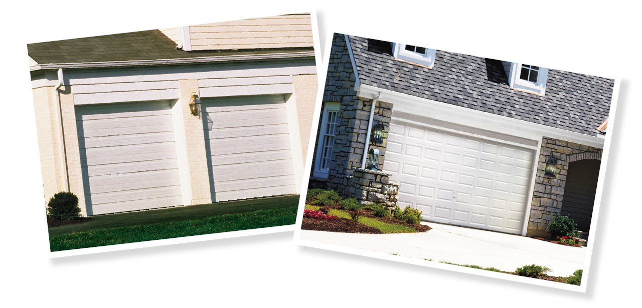 Two different garage doors