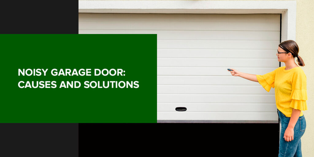 woman opening garage door with garage door opener